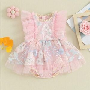 Pink Floral Baby Dress with Ruffles